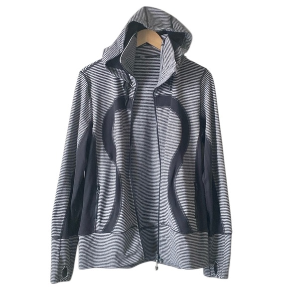 Lululemon Women's Striped Full Zip-Up Athletic Hoodie Jacket Size 12 - Picture 6 of 7